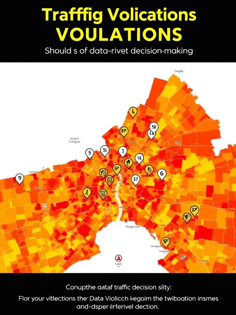 An image showing a heat map of traffic violations in a city, highlighting areas with the highest incidence rates, indicating data-driven decision-making.